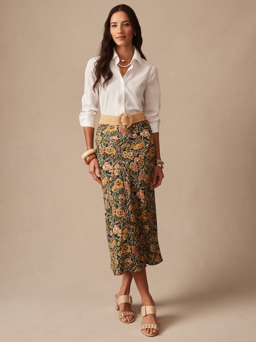 J.McLaughlin Adelyn Silk Blend Floral Midi Skirt size 10 - Picture 3 of 6